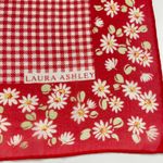 Laura Ashley Scarf Chiffon Square Gingham Checked Daisy Floral Red White 20"x19" Photo 1