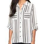 AB Studio Black and White Striped button down Photo 0