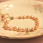 Pink freshwater pearl adjustable slider bracelet Photo 2