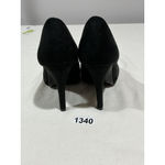 Kelly & Katie Woman’s  Black Suede 9m Open Toe Dress Heel Pump Photo 4