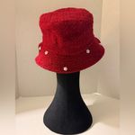Anthropologie  Embellished Red Bucket Hat NWOT Photo 2