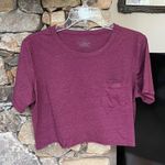 Comfy Cropped T Shirt Maroon Pocket Babydoll Tee Red Size L Photo 3