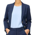 J.Crew  Cotton-Blend Two-Button Blazer Navy‎ Blue Suit Jacket NWT Size 4 Photo 0