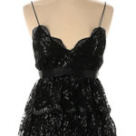 EXPRESS  Whimsigoth Black Metallic Shimmer Cocktail Dress Ruffle Tiered Size 6 S Photo 3