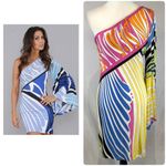 Analili  stunning colorful one shoulder flare abstract retro bodycon dress medium Photo 1