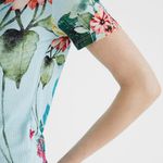 Desigual 🩵 Blue Pink Floral Ribbed Short Sleeve T-Shirt Photo 3