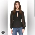 C/MEO COLLECTIVE  Black Sheer Sleeve Peplum Blouse Size L NWT‎ Photo 1