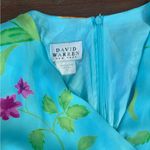 Vintage David Warren Bright Floral Wrap Dress ~ Size 6 💚🍄 Blue Photo 6