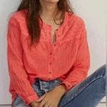 Anthropologie Pilcro and the letterpress Coral Orange Boho Peasant Popover Top Photo 0
