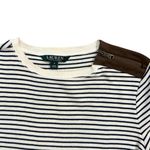 Ralph Lauren Lauren  Faux Suede Elbow Patch Long Sleeve Striped Top Size Small Photo 4