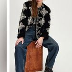 Free People  Mia Jacket Velvet Black Embroidered Size Large Photo 5