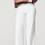 Spanx High Rise Cropped Twill Wide Leg Pants Trousers White Large Photo 0