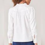 Spartina 449 Elsie White Ruffle Collar Blouse Cotton Long Sleeve Button Front S Photo 2