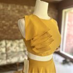 TS Couture 2 Piece Midi Skirt Set Mustard Yellow Cropped Ruffle Top NWT 0 Chic Photo 12