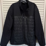 Athletech Puffer Jacket Zip Up Size Large Zip Pockets Fleece Lined Black Toggle Photo 0