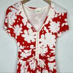 Anthropologie Maeve summer breeze red white floral V neck short sleeve dress XS Photo 1