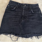 Reformation Retooled Denim Mini Skirt Black Size 24 Frayed Hem High Rise Photo 0
