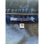 Size S//Vintage 90s Short Sleeve Cropped Leg Raw Hem Denim Jumpsuit Blue Photo 3