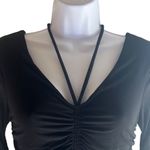 ALC Frank A.L.C. Black Ruched Bodycon Mini Dress Long Sleeve Halter Neck Medium $495 NWT Photo 3