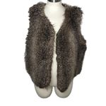 New York & Company Faux Fur Vest L/XL Brown Soft Plush Shaggy Winter Layer Size L Photo 2