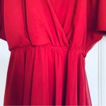 ASOS Deep Red & Black Lace Fit & Flare V-Neck Christmas Party Dress | Size: 6/S Photo 3