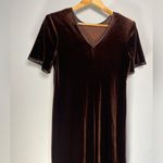 Vintage Brown Velvet Dress Midi Bodycon Fall Witchy Gothic Whimsy 90s Gala Y2K 8 Photo 6