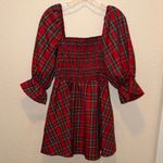 Blue Rain Francesca's  Abigail Red Plaid Smocked Nap Mini Dress Christmas plaid Photo 2