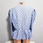 Vintage 80s Ultra Dress Polka Dots Blouse Elegant Top Blazer Baby Blue Pastel 14 Photo 3
