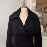 White House | Black Market  Wool Peacoat Winter Dress Coat with Leather Trim XS Photo 5