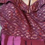 R & M Richards  Burgundy Heart Neck Lace Sequin Dress SIZE 10P Photo 5