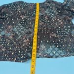 Haver London Women's Sheer Crop Top Blue Patterned with Gold Fleck Size Large Black Photo 5