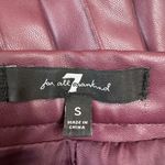 7 For All Mankind 7 FAM Pleated Faux Leather Wine Mulberry Midi Skirt size Small Photo 6