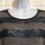 About A Girl  striped black tan mesh lightweight sweater‎ top women’s size M Photo 2