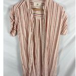 Thread & Supply Stripe Linen Blend Button Up Tunic Coverup Size small Pink Photo 0