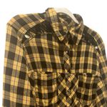 Free People Gauzy Plaid Black Yellow Button Down Shirt size XS oversized Photo 4