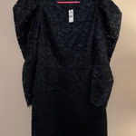 EXPRESS  NWT Black Floral Lace Dress with Puff Long Sleeves Size Large Photo 0