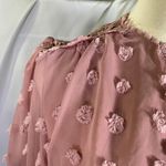 Just Me Dress Small Pink Pom Pom Swiss Dot Lace Trim Long Sleeve Mini Occasion Photo 4