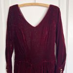vintage • Nancy Johnson velvet midi dress maroon embroidered 80s 90s party pleat Red Size 8 Photo 2