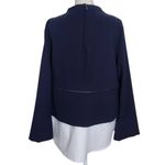 ZARA  Navy Knit Pullover with Zipper Hem and Blue Stripe Accent NWT Size Medium Photo 1