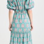 Alicia Bell Lola Ruffle Cotton Silk Boho Tiered Maxi Cover Up Dress Teal Pink M Size M Photo 1