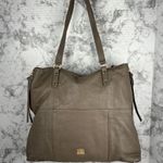 Kooba Womens Pebbled Leather Large Tote Bag Purse Brown Gray Taupe Outer Pocket Photo 0