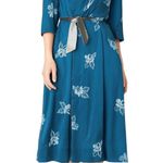 1960s Vintage Vogue Couturier Teal Blue Floral Long Sleeve Dress Small Formal Size XS Photo 11