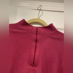 L.L. Bean Size XL Pink Mock Neck Floral Print Quarter Zip Fleece Top Zip Pocket Photo 4
