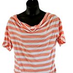 Excellent New York & Company Pink White Striped Cowl Neck Top Size Medium Photo 2