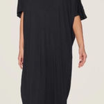 Barefoot Dreams  Luxe Milk Jersey Dress Nightgown Caftan Black One Size Petite Photo 0