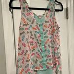 Candie's Sheer Neon Sunglasses Print Flowy Button Tank Top Beach Travel Size S Photo 2