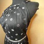 Black Lace Prom Dress Silver Glitter Circles SZ 8 Retro Dark Goth Grunge Quirky Photo 3