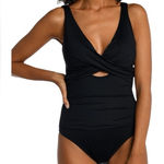 La Blanca $133 Island Goddess Cross Front Keyhole One Piece - Black size 12 M L Photo 0