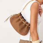 ASOS - brown faux suede shoulder bag adjustable crossbody snake trim detail Photo 1