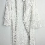 Marrero Collection Lace‎ Sequin Longline Kimono Est. Med. Boho Coastal Cowgirl White Photo 0